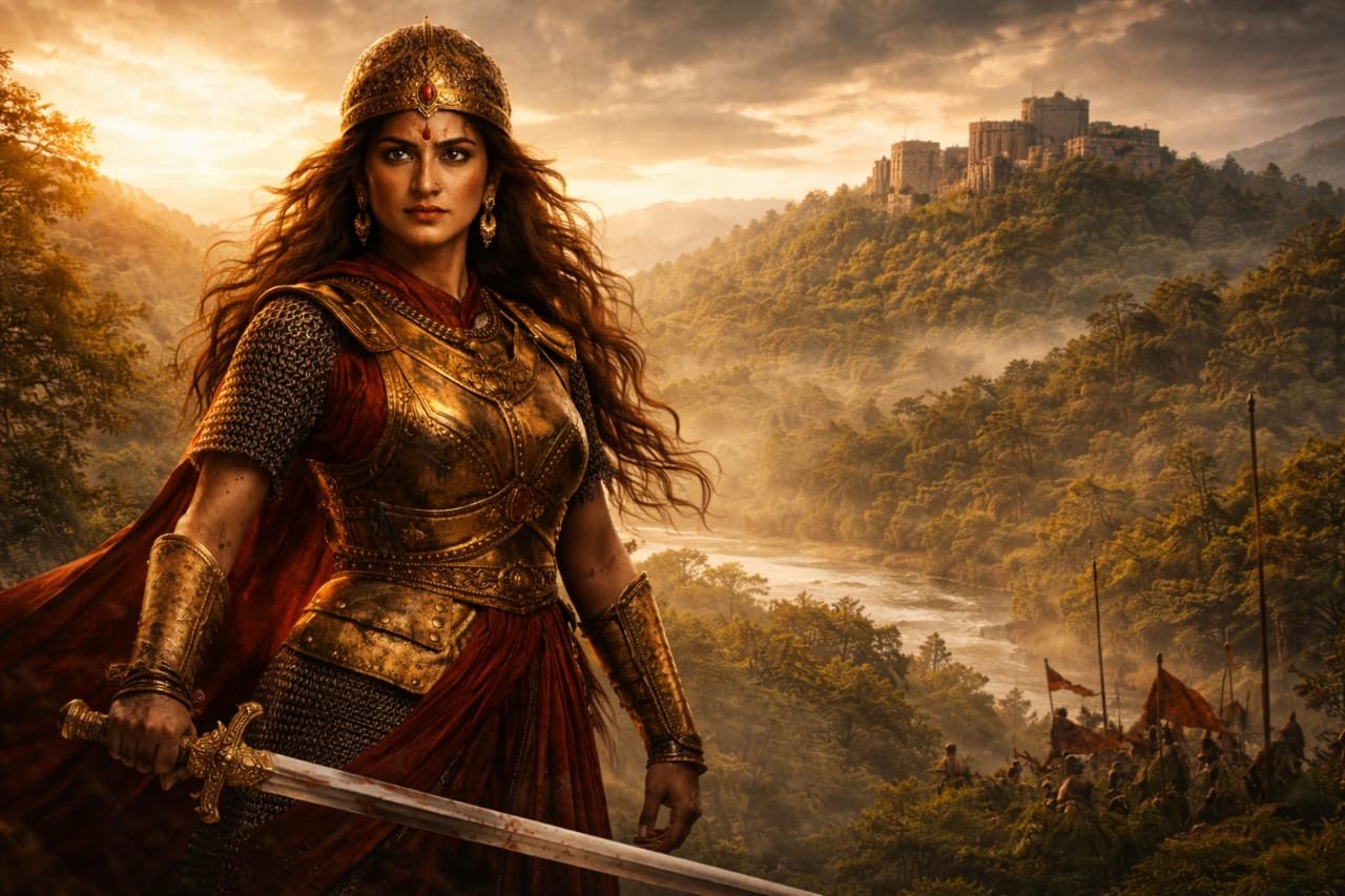 Rani Durgavati, veer Gondwana ki Maharani, epic cinematic portrait