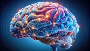 लकवाग्रस्त व्यक्ति ब्रेन कंप्यूटर इंटरफेस के जरिए कंप्यूटर और रोबोट डॉग को दिमाग से नियंत्रित करता हुआ, पीछे चीनी वैज्ञानिक देखते हुए