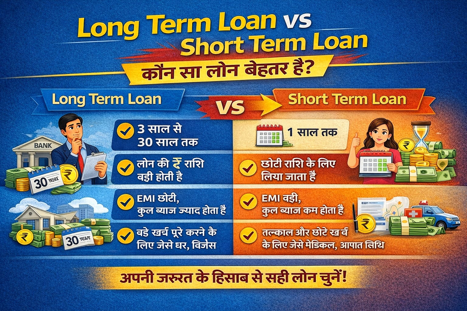 Short Term Loan और Long Term Loan में अंतर: कौन सा लोन आपके लिए बेहतर है