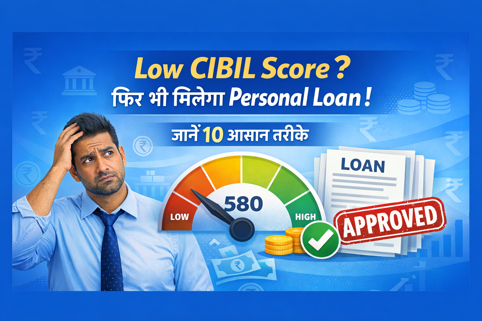 Low CIBIL Score Personal Loan Guide low cibil score personal loan tips hindi