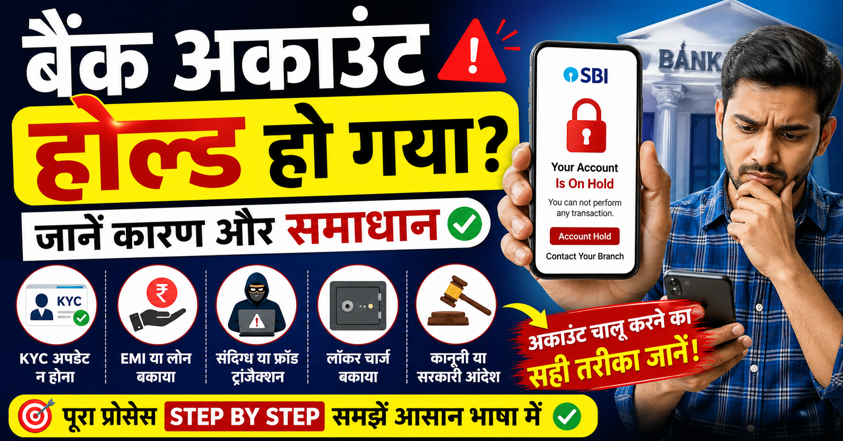 Bank Account Hold Kaise Hataye | अकाउंट होल्ड होने के कारण और समाधान